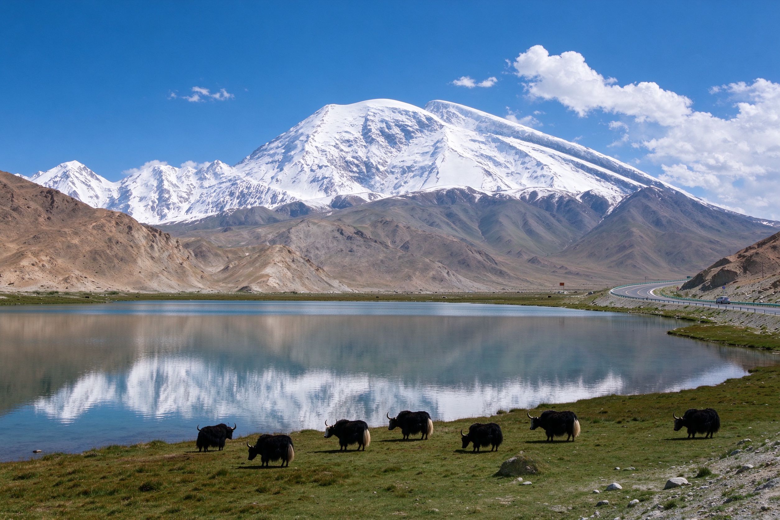 Pamir Highway and Karakul Lake